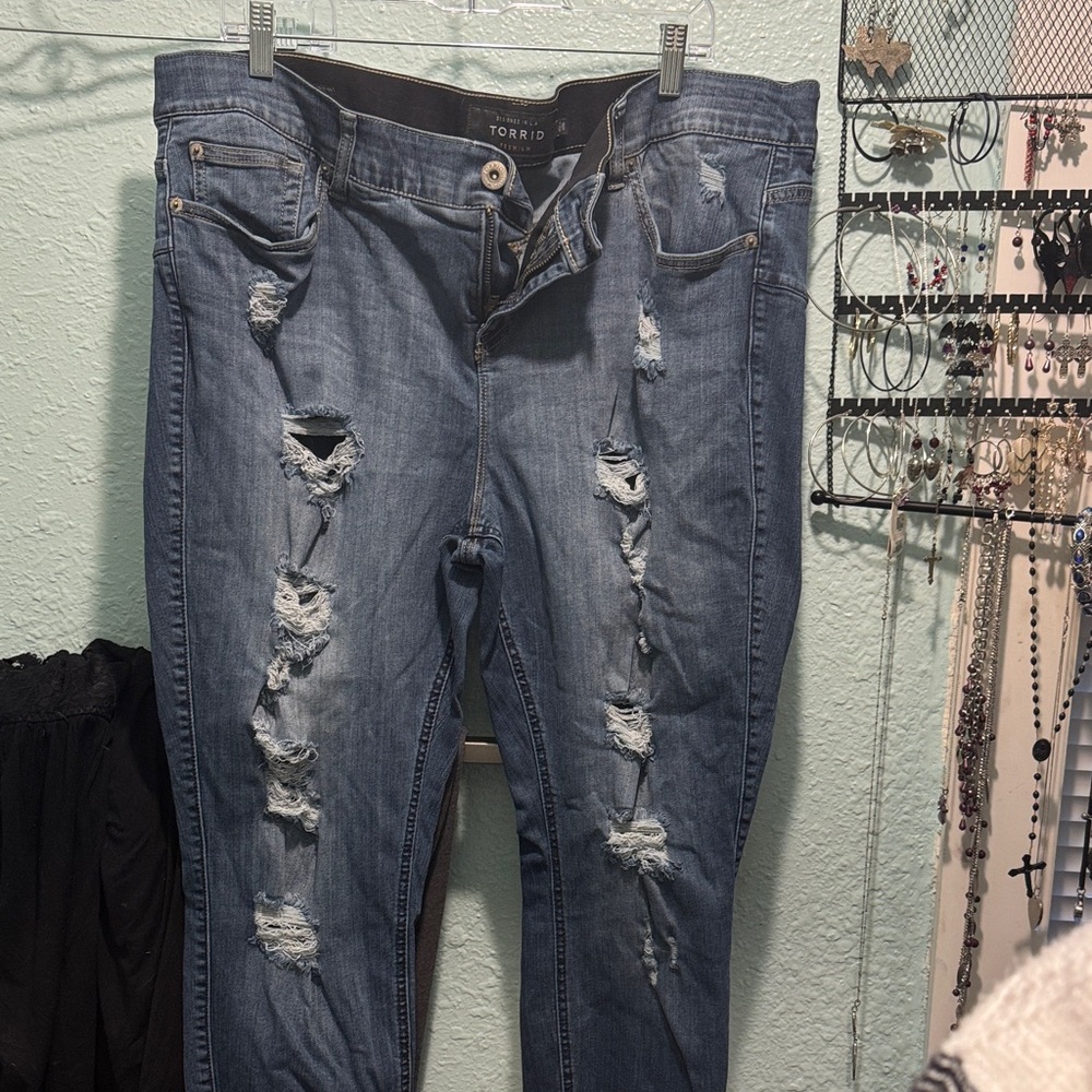 Torrid Distressed Blue Boyfriend Jeans
